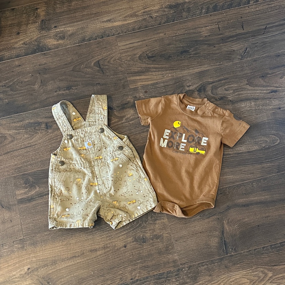 Carhartt Brown and Tan Kids Overall Set
